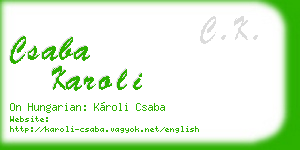 csaba karoli business card